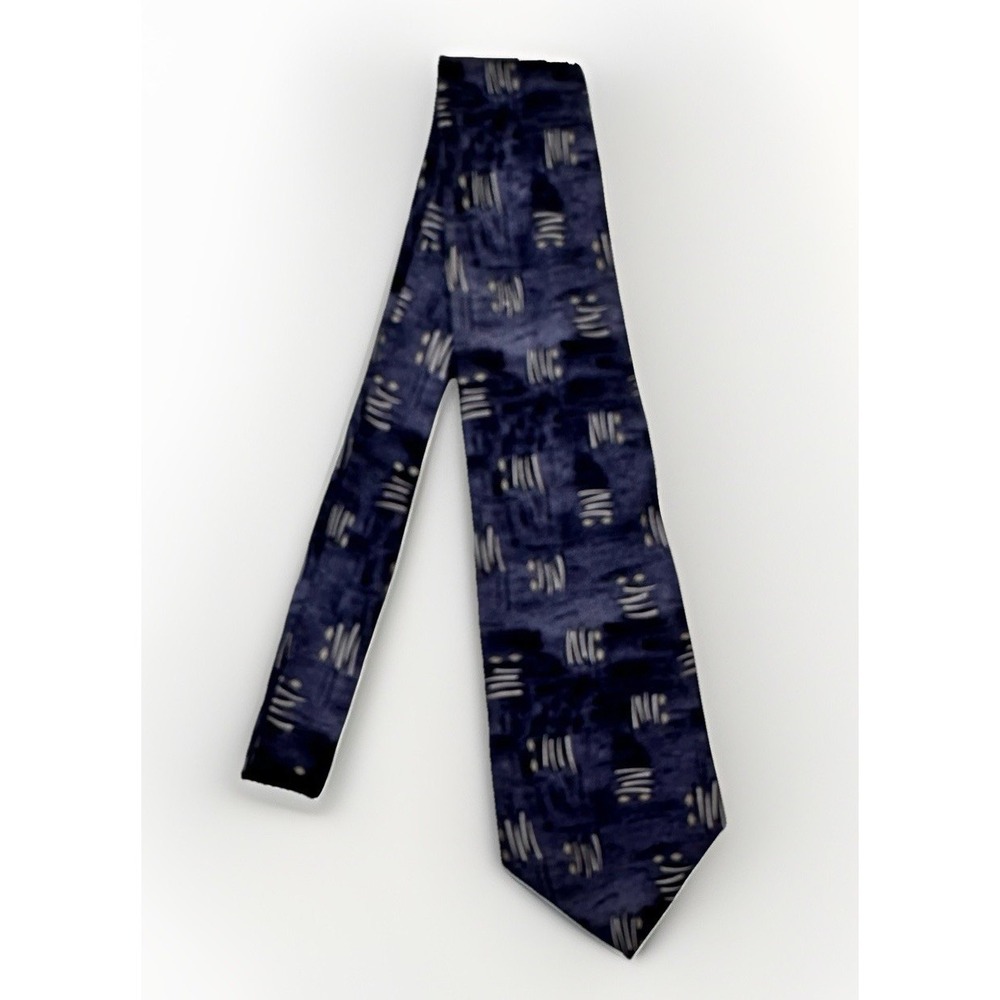 Vintage Pierre Cardin Men Silk‎ Tie Art Deco Abstract USA  Blue Business Wedding